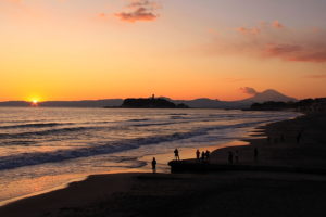 七里ヶ浜　夕日1