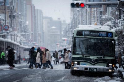 京都に雪