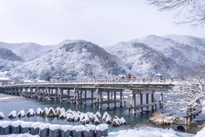 渡月橋　雪景色